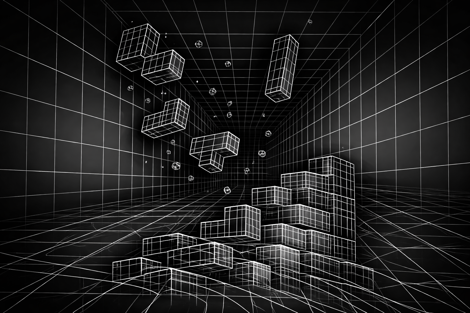 Абстракция Тетрис Wireframe